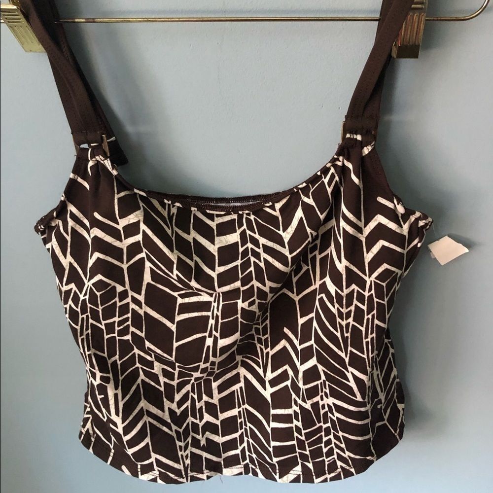 La Blanca tankini Size 8 geometric brown abstract adjustable underwire swim NWT